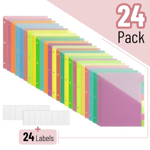 Mr. Pen- Binder Dividers with Pockets and Tabs, 24 Pack | Pocket Dividers for 3 Ring Binder with Tabs, Binder Dividers with Pockets, Dividers with Pockets, Binder Divider - color: Pastel, size: 24 Pack