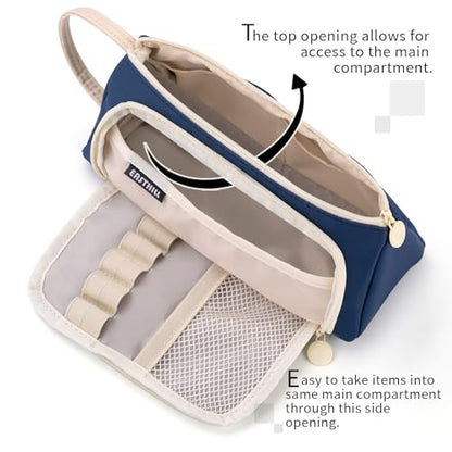 EASTHILL Big Capacity Pencil Case Pouch Pen Case Simple Stationery Bag School College Office Organizer for Teens Girls Adults Student - color: Navy XW