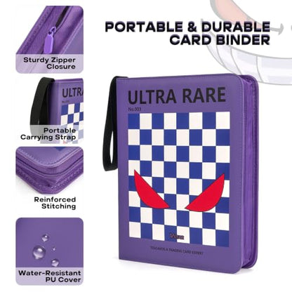 9-Pocket Trading Card Binder, PU Leather Zip Card Binder Album Holds 900 Cards for TCG, Sports Cards, Collectible Cards（CARTOON） - color: Cartoon3