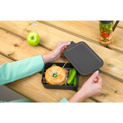 Brabantia Make & Take Medium Lunch Box (Dark Gray) BPA-Free, Airtight Snap Locks, Microwave & Freezer Safe, Travel Meal Prep Container, 37oz - color: Dark Gray, style: Medium Lunch Box