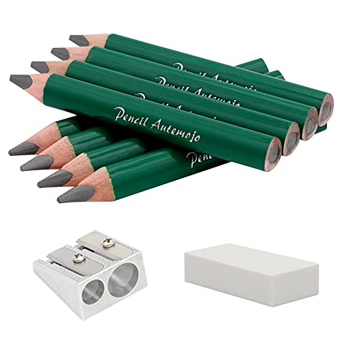 Suitable for 2-5 years old short triangle big wide grip thick, 8 3.5 inch thick pencils, preschool children, children hand drawing mini wooden pencils (dark green) - color: Green