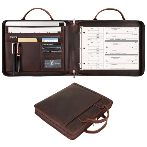 3 Ring Check Binder for 3 on a Page 9" x11 1/4" Check Holder, Zippered Business Checkbook Holder, 3 Ring Check Book Binder for Business Checks, Fit 3 & 9 Holes Check - Dark Kahki - color: Dark Khaki, size: Non-Custom