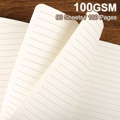 Lined Journal Notebook for Work College Ruled Note Book 7.2"x9.6" B5 PU Leather Daily Journaling 160 Pages for Women Men Writing Home School Supplies Business (Black) - color: 07-Black-1pack, style: B5 Lined 160pages