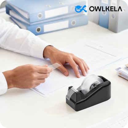 OWLKELA Desktop Tape Dispenser, Non-Skid Base for Office, Home and School, 2 Pack Tape Holder, 1.7 x 4 x 2.2 Inches Each, Black (Tape Not Included) - color: Black, size: 2 Pcs