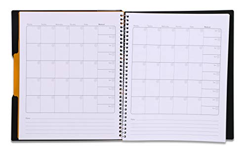 Mintra Office Durable PREMIUM Spiral Notebook, ((Black, 1 Subject, 8.5in x 11in)), Fabric Covered Coils, No Snags, Removable Adjustable Pocket Dividers, Ruler, Organization, Customizable - color: Black, size: 1 Subject (8.5in x 11in)