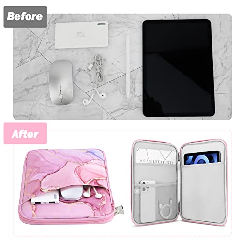 MoKo 9-11 Inch Tablet Sleeve Bag Carrying Case with Accessory Pocket | Fits iPad Air 11-inch M4, iPad Pro 11-inch M5, iPad A16 11-inch, iPad 10/9/8/7th and Tab S9/S8 11-inch, Cloudy Pink - color: Cloudy Pink, size: 9-11 Inch
