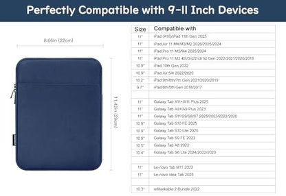 Dadanism 9-11 Inch Tablet Sleeve Bag Carrying Case for iPad (A16) 11th Gen 11", iPad 10th Gen 10.9" Air 5/4, iPad Air/Pro 11", iPad 9/8/7th 10.2", Galaxy Tab A11+ Plus 11"/S9 FE, Tab M11 11", Denim - color: Denim, size: 9-11 inch