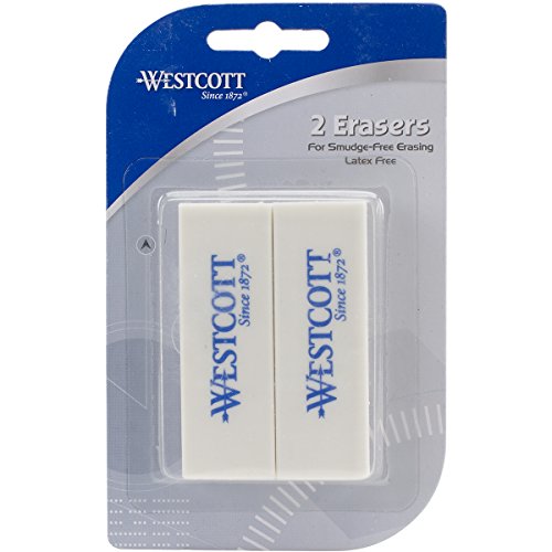 Westcott Eraser 2-Pack, White, Standard, 14610