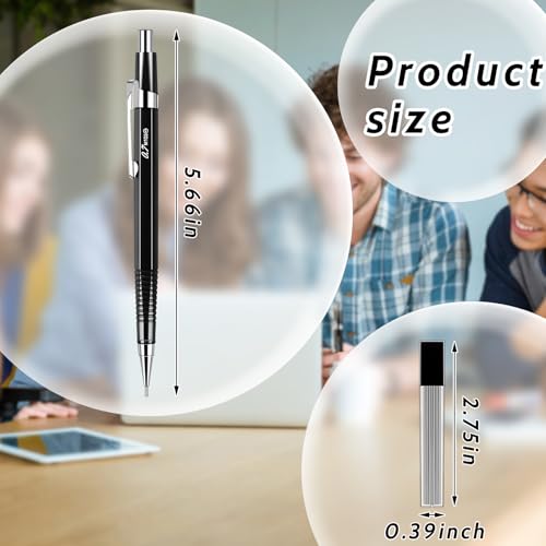 Outus 8 Pcs Mechanical Pencil Metal Retractable Automatic Drafting Pencils Refills for Writing Drawing Signature Sketching Illustration Student Teacher Appreciation Giftsn(0.5 mm,Black) - color: Black, style: 0.5 mm
