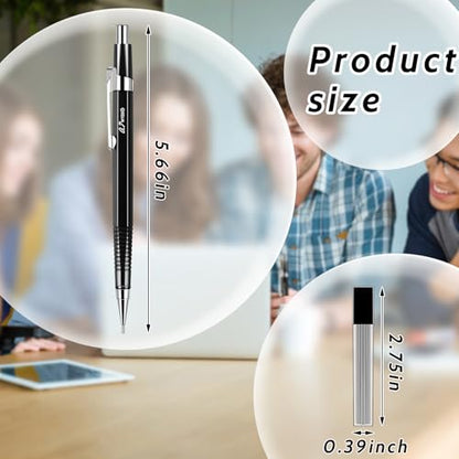 Outus 8 Pcs Mechanical Pencil Metal Retractable Automatic Drafting Pencils Refills for Writing Drawing Signature Sketching Illustration Student Teacher Appreciation Giftsn(0.5 mm,Black) - color: Black, style: 0.5 mm