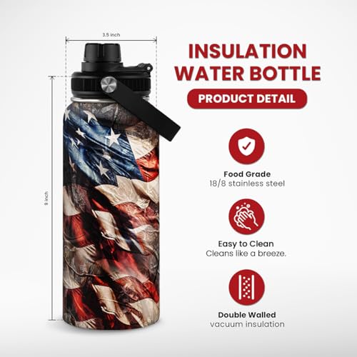 Hunting Water Bottle 32oz - Stainless Steel Insulated Bottles with Lid - Hunting Presents for Men Dad Husband Papa, Hunters Birthday Christmas Fathers Day - color: Hunting 2