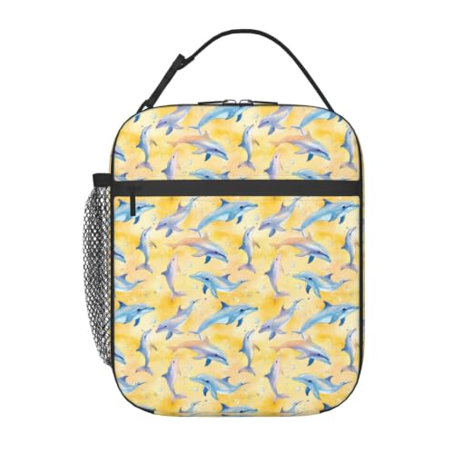 Dolphin Lunch Bag 10In | Insulated Lunch Box Reusable Tote Bag For Picnic Office For Women Men - color: Style 1