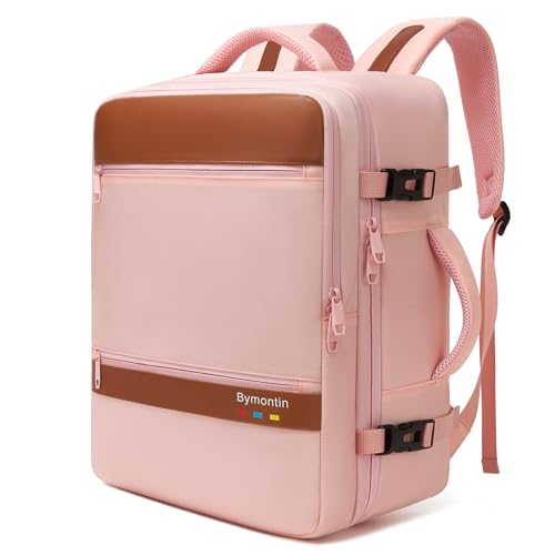 Travel Laptop Backpack, Carry On Backpack for Work & Business Trips, 180° Opening Travel Bag with Laptop Compartment, Commuter Backpack for Men & Women (Pink, 35L) - color: Pink, size: XL (8x12.8x18.5")