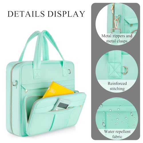 Zipper Binder | 3 Inch O-Ring, 600 Sheet Capacity Trapper Keeper with Shoulder Strap & Handle, Binder Bag with Multiple Storage Pockets, Fits 13" Laptop (Mint Green) - color: Mint Green