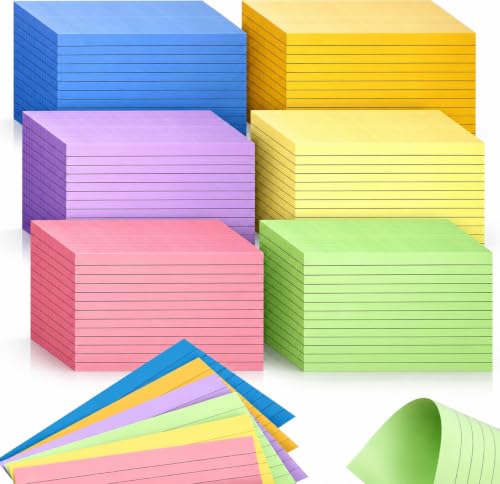 Tecmisse 1800 PCS Ruled Index Cards, 3x5 Inches Colorful Index Cards, Heavy Colored Note Cards, Study Cards for School, Learning, Memo Scratch Pad, 6 Colors Notecards (1800)