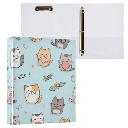 3 Ring Binder 1.5 Inch Ring Kawaii Cute Cats Butterfly Binder Organizer for Letter Size Paper Cute Decorative Hardcover Round Ring Binders for School Office and Home - color: Cute Cats Butterfly