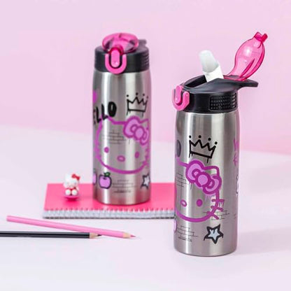 Zak Designs Sanrio Water Bottle for Travel and At Home, 19 oz Vacuum Insulated Stainless Steel with Locking Spout Cover, Built-In Carrying Loop, Leak-Proof Design (Hello Kitty) - color: Hello Kitty