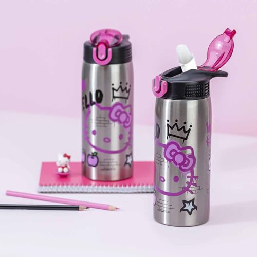 Zak Designs Sanrio Water Bottle for Travel and At Home, 19 oz Vacuum Insulated Stainless Steel with Locking Spout Cover, Built-In Carrying Loop, Leak-Proof Design (Hello Kitty) - color: Hello Kitty