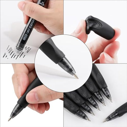 12 Pack Clicker Erasable Gel Pens, Fine Point (0.5mm), 8 Black 4 Blue Ink with Eraser, Make Mistakes Disappear, Soft Grip for Students, Writing, Note Taking, School & Office Supplies - color: 8 Black 4 Blue