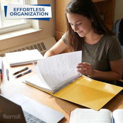 Samsill Economy 3 Ring Presentation View Binder, 1 Inch Round Ring, Yellow – Holds 200Sheets, Customizable Clear View Cover(18531) - color: Yellow, size: 1-Pack, style: 1-Inch