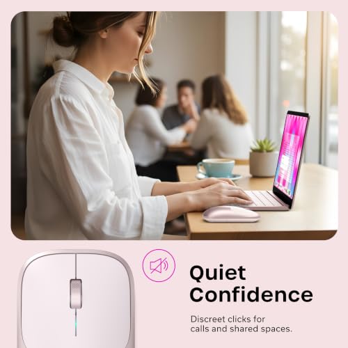 Satechi Slim EX Wireless Mouse, Multi-Device Bluetooth & 2.4GHz Connection for macOS, Windows, iPadOS, and Android, Quiet Clicks, Anodized Aluminum Shell, USB-C Rechargeable Battery, Blush - color: Blush