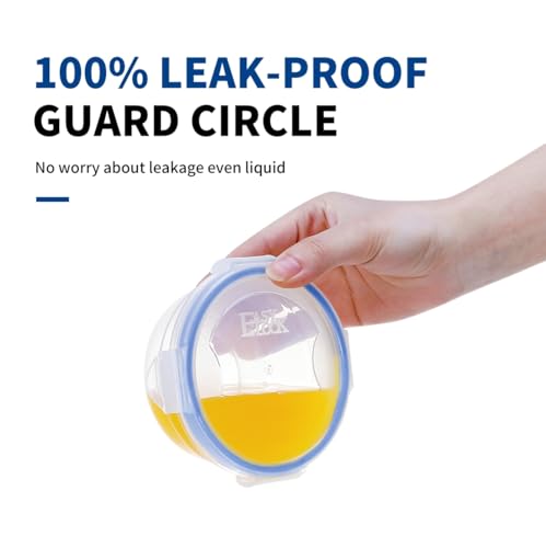 KIGI Round Food Storage Containers, Leak-Proof, Airtight & Watertight Small Plastic Bowls for Snacks, Meal Prep and Lunch, Freezer Safe, 4-Sided Locking Lids, BPA-Free,10 oz / 1.25 Cup,12 Piece Set - size: 1.25 cup (12-Piece)