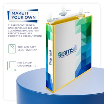 Samsill Economy 3 Ring Binder Organizer, 1.5 Inch Round Ring Binder, Customizable Clear View Cover, Yellow Binder - color: Yellow, size: 1-Pack, style: 1.5-Inch