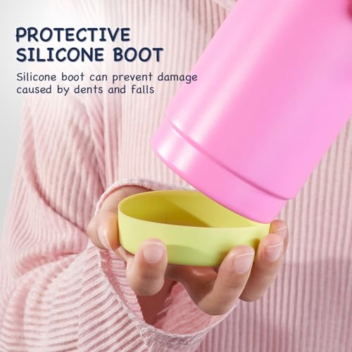 Kerilyn 12oz Kids Water Bottle 2 Pack, Stainless Steel Insulated Water Bottle Bulk, Toddler Cups with Straws Leak-Proof, Kids Water Bottles for School Boys Girls, BPA Free, Rose Red+Charm Pink - color: A. Rose Red+Charm Pink