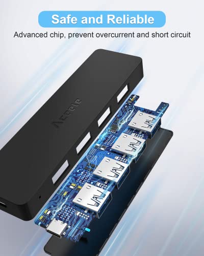 Aceele 4-Port USB 3.0 Hub, Ultra-Slim USB Hub with USB-C Powered Port[Charging/Monitor Not Supported], USB Port for MacBook, Mac Pro, iMac, Mac mini, XPS, PC, Laptop, Flash Drive, Mobile HDD - style: 0.63ft (4A)