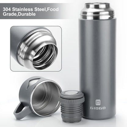 Stainless Steel Thermo 700ml/23.7oz Vacuum Insulated Bottle with Cup for Coffee Hot drink and Cold drink water flask.(Gray,Single) - color: Grey (Single), size: 23.7 Ounces