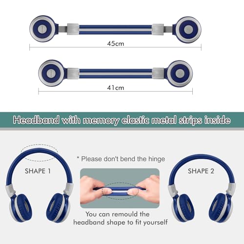 SIMOLIO 2 Pack Kids Bluetooth Headphones with Share Port, 75/85/94dB Volume Limit for Toddler Teens, Wireless Headsets with USB C Charging, Foldable Headphone w/HD Mic for School Airplane iPad PC - color: Mint&Grey