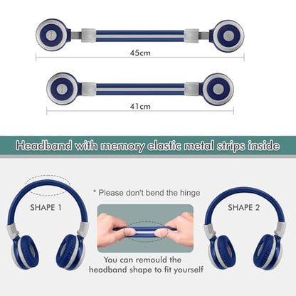 SIMOLIO 2 Pack Kids Bluetooth Headphones with Share Port, 75/85/94dB Volume Limit for Toddler Teens, Wireless Headsets with USB C Charging, Foldable Headphone w/HD Mic for School Airplane iPad PC - color: Mint&Grey