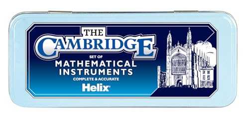 HELIX Cambridge Maths Set with Storage Tin 9 Piece Maths Equipment Set