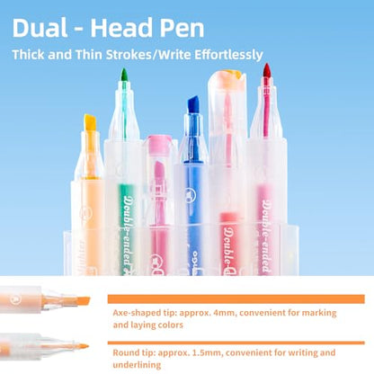 Bible Highlighters, 12 Pack Pastel No-Bleed Dual Chisel & Fine Tip | Double-ended chisel & fine tips, quick-dry no-bleed pastel ink. Ideal for Bible study, school notes, journaling & art crafts. - color: dopamine