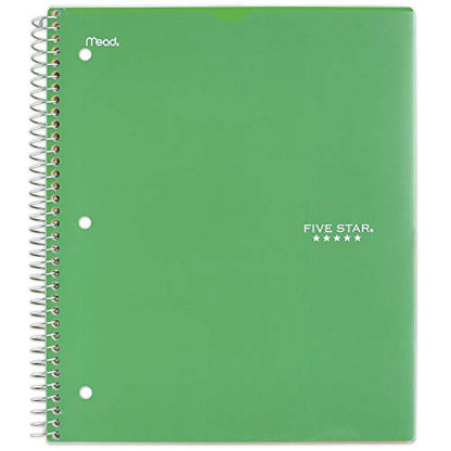 Five Star Spiral Notebook, 1 Subject, College Ruled Paper, 100 Sheets, 11" x 8-1/2" Sheet Size, Customizable Cover, Lime (73822) - color: 12 Lime
