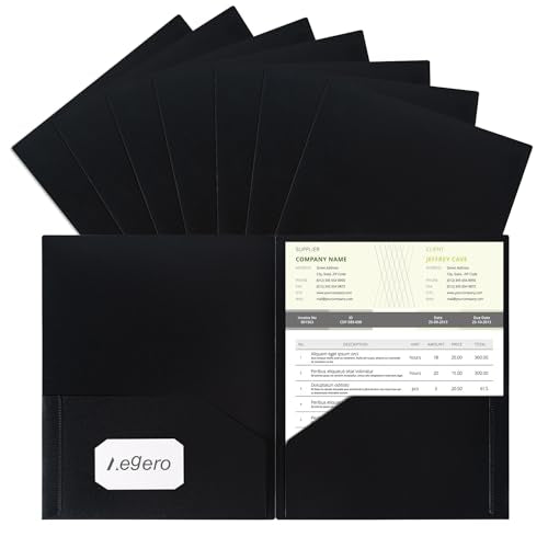 Aegero Plastic Folders with Pockets (7 Pack, Black) | Durable Heavy Duty File Folders with Business Card Slot, 2-Pocket Folder for Schoolwork & Office,Letter Size - color: Black, size: 1 Set（7pack）