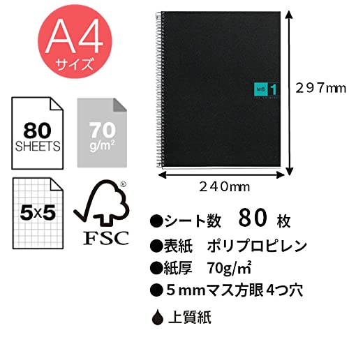 Miquelrius 1-subject A80 sheets Graph Poly A4 Notebook Grey