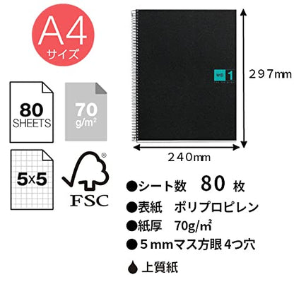 Miquelrius 1-subject A80 sheets Graph Poly A4 Notebook Grey