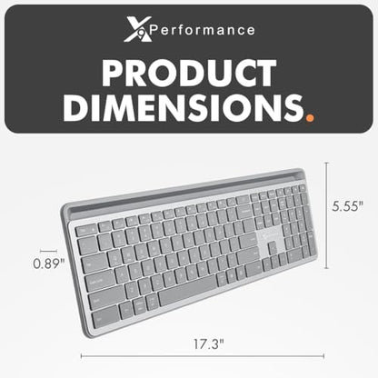 X9 Full-Size Bluetooth Keyboard with Phone Holder – Backlit Wireless Keyboard, Switch Multi-Device, Slim, Quiet, Rechargeable, w/Copilot AI for PC, Mac, iOS & Android (Silver) - color: Silver