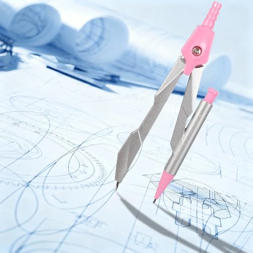 Compass Geometry Tool Protractor and Compass Set 8 Pcs Geometry Set Drawing Compass Geometry Compass and Protractor Set Math Compass with Shatterproof Storage Box for Class Supplies and School Pink