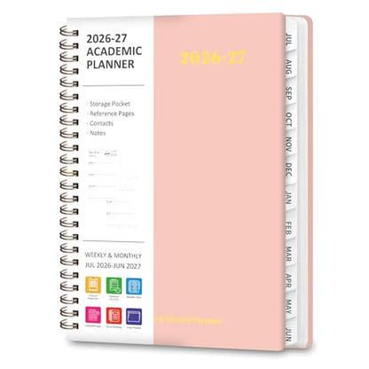 Planner 2026-2027, Weekly and Monthly Academic Year Calendar Planner, July 2026 - June 2027, Daily Agenda Book for Office School Supplies, A5(6.3'' x 8.5'') - color: C-Pink, size: 6.3"x8.5"(Jul 2026-Jun 2027)