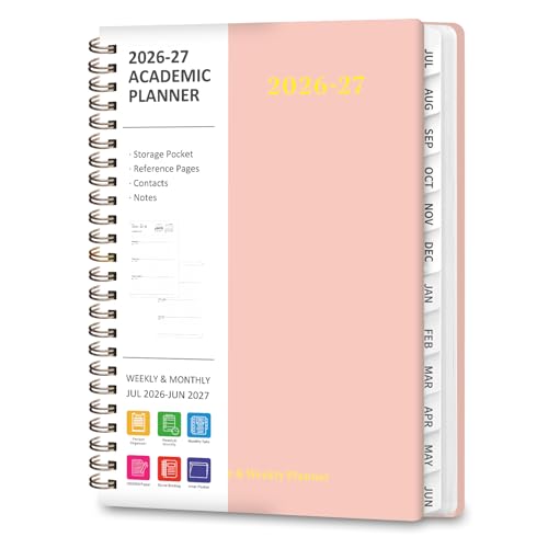 Planner 2026-2027, Weekly and Monthly Academic Year Calendar Planner, July 2026 - June 2027, Daily Agenda Book for Office School Supplies, A5(6.3'' x 8.5'') - color: C-Pink, size: 6.3"x8.5"(Jul 2026-Jun 2027)
