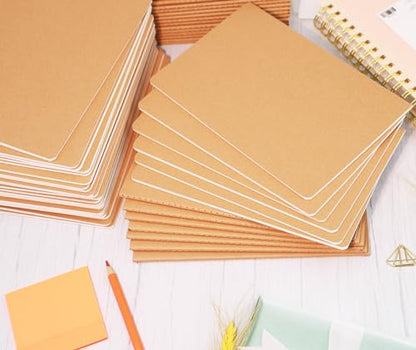 24 Pack A5 Blank Notebook Bulk Kraft Cover Blank Sketch Book Pad Travel Journals Composition Diary Subject Notebooks Planner 60 Pages, 8.3”x 5.5” - style: 24pack Blank page