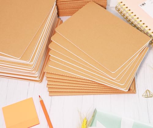 48 Pack A5 Lines Notebook Bulk Kraft Cover College Ruled, Lined Paper Travel Journals Composition Diary Subject Notebooks Planner, 60 Pages, 8.3”x 5.5” - style: 48pack Lined page
