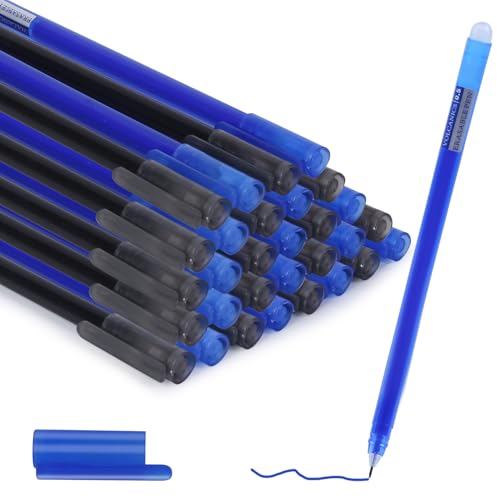 Volcanics Erasable-Gel-Pens Fine Point 0.5 mm, Mistakes Dispear, Black and Blue, 30 Pack Quick-Drying Ink, No Smudge Perfect for School, Office, and Home Use - color: Black and Blue