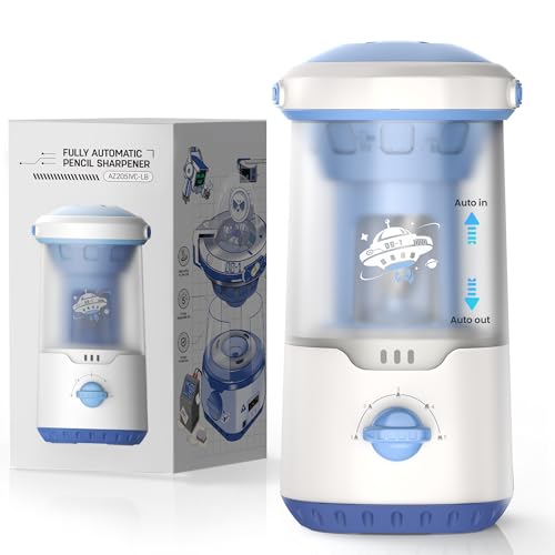 VUSIGN Electric Pencil Sharpener, Fully Automatic Rechargeable Pencil Sharpener with 5 Sharpness Settings, Hands-Free Auto Feed & Eject, for 6.9-10.8mm No.2 & Colored Pencils, Classroom School - color: Light Blue