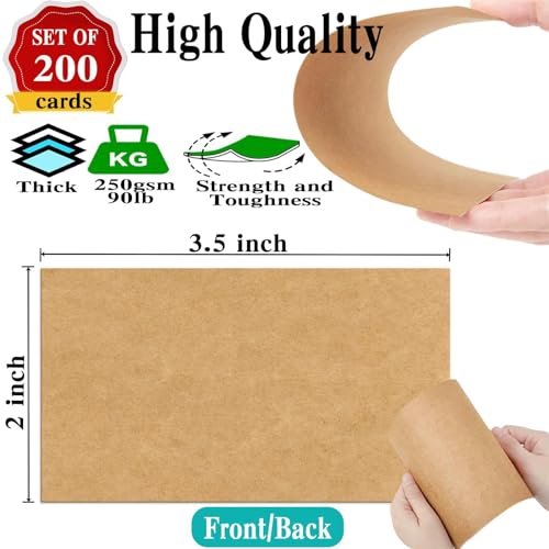 8.9cm(3.5인치) 플레인 탠 크래프트 명함 200개 세트 - 브라운 크래프트 인쇄 용지 - 명함 만들기, 감사 포장 인서트, 선물 선물 태그, 종이 공예 - 스탬프, 쓰기, 그리기, DIY 카드 만들기 - color: 브라운., size: 2 x 3.5-200PCS