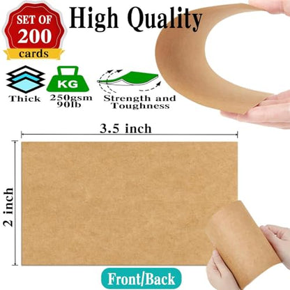 8.9cm(3.5인치) 플레인 탠 크래프트 명함 200개 세트 - 브라운 크래프트 인쇄 용지 - 명함 만들기, 감사 포장 인서트, 선물 선물 태그, 종이 공예 - 스탬프, 쓰기, 그리기, DIY 카드 만들기 - color: 브라운., size: 2 x 3.5-200PCS