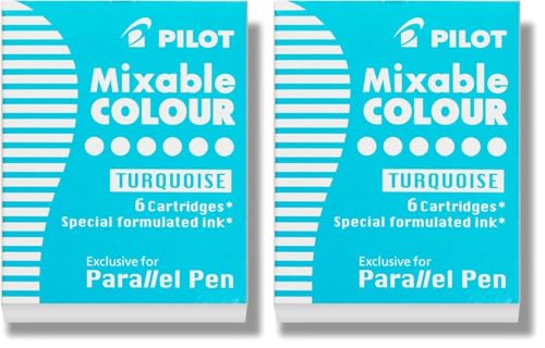 Pilot Parallel Mixable Color Ink Refills for Calligraphy Pens, Turquoise, 12-Pack (77311) - color: Turquoise, size: Pack of 12