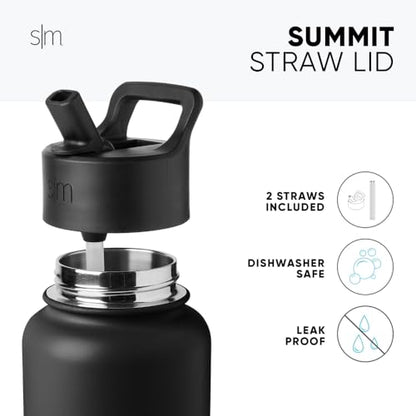 Simple Modern Kids Water Bottle with Straw Lid Vacuum Insulated Stainless Steel Metal Thermos Bottles | Reusable Leak Proof BPA-Free Flask for School | Summit Collection | 18oz, Midnight Black - color: - Midnight Black, style: 18oz